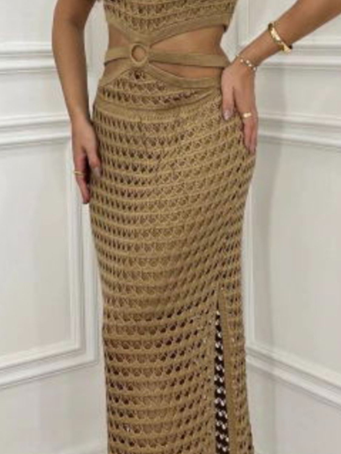 E.G. - Cutout Slit Sweater Dress