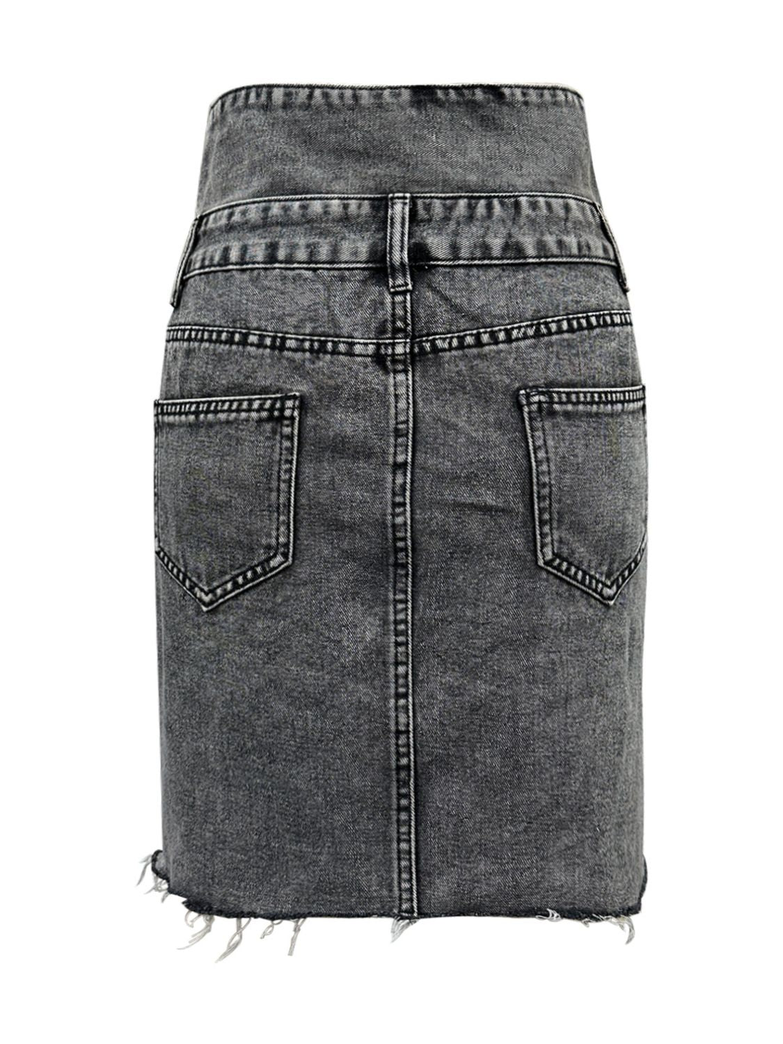 Denim - Raw Hem High Waist Skirt