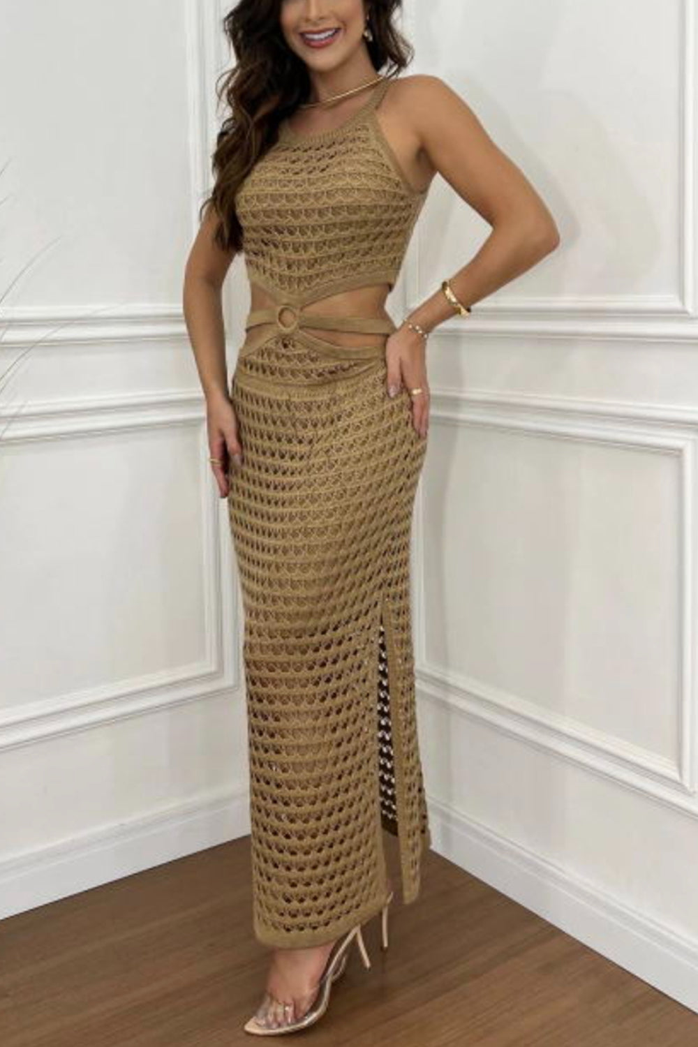 E.G. - Cutout Slit Sweater Dress