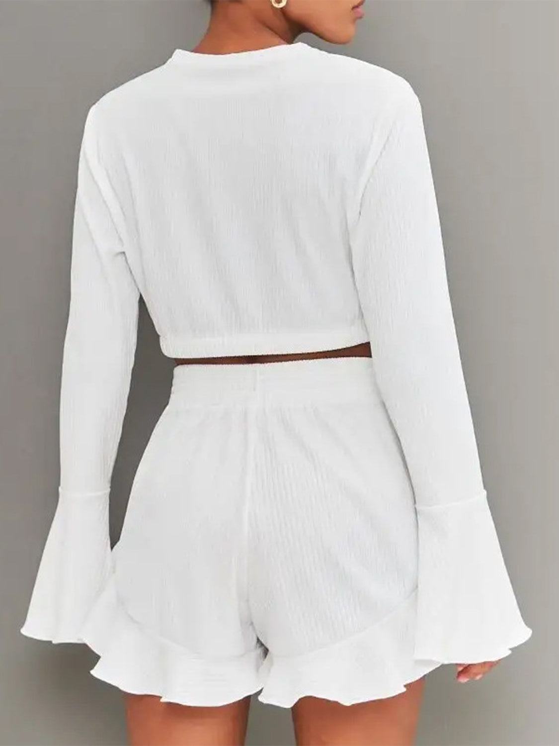 Set - Long Sleeve Top and Ruffled Shorts