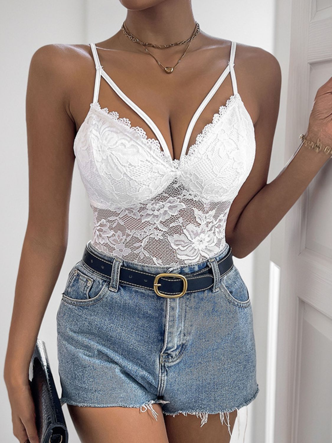 Bodysuit - Perfee Spaghetti Strap Lace