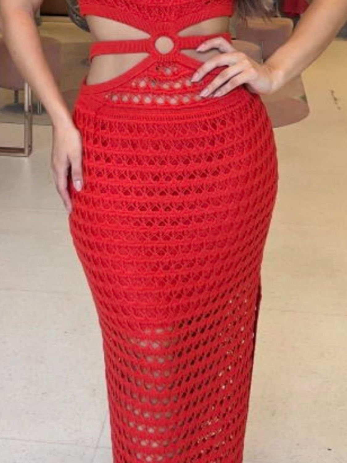 E.G. - Cutout Slit Sweater Dress
