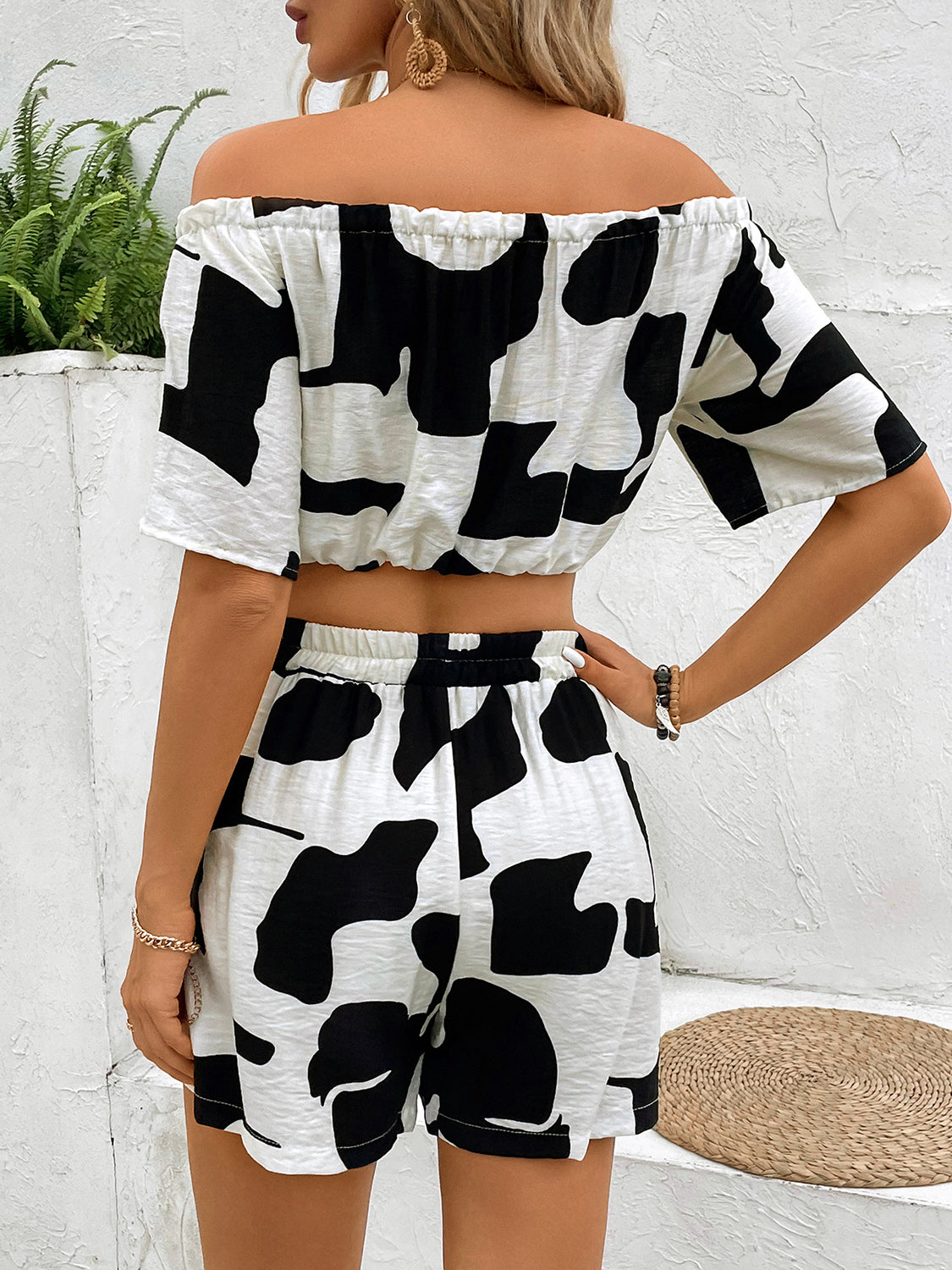Set - Perfee - Off-Shoulder Top and Shorts