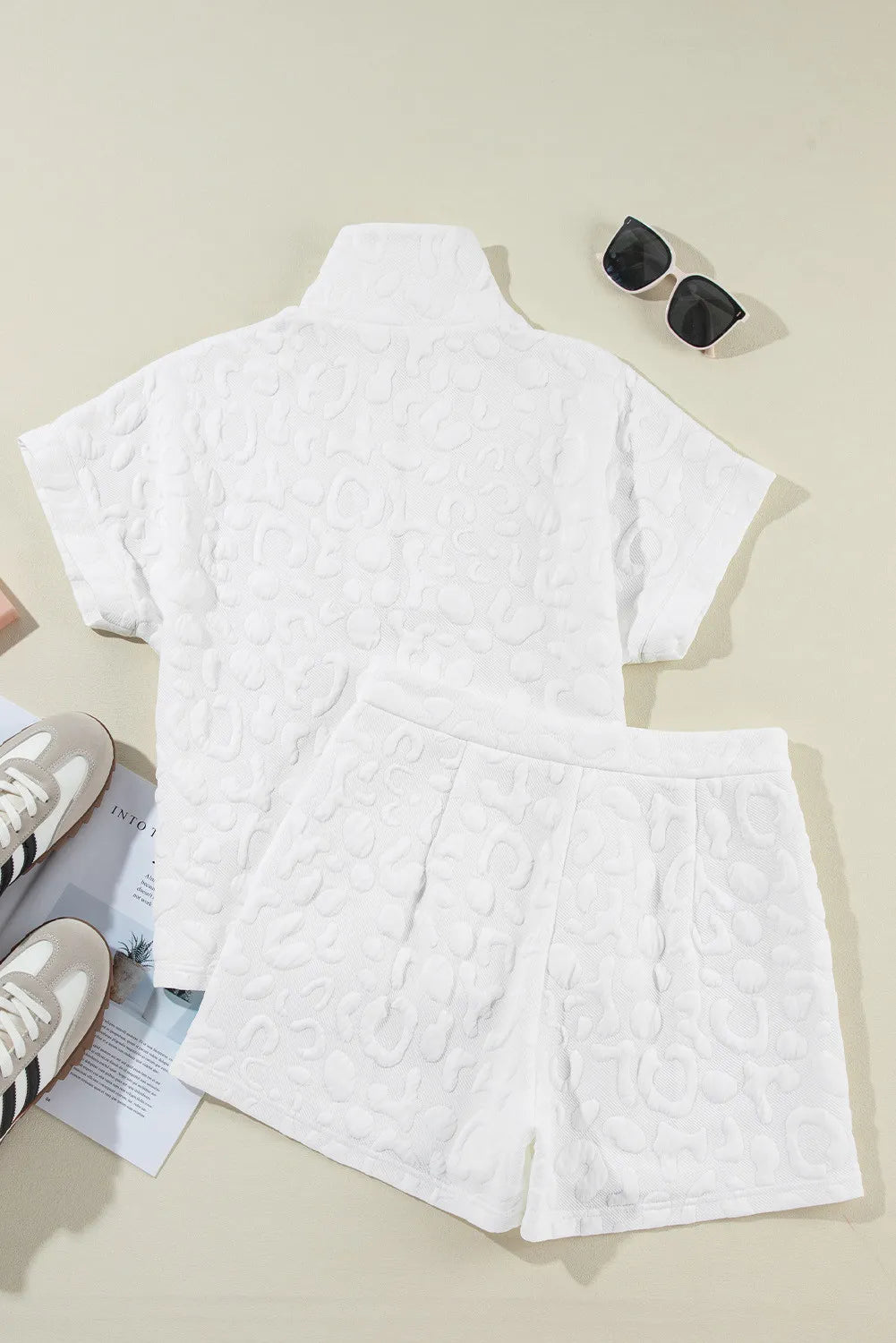 Set - Half Zip Short Sleeve Top and Shorts
