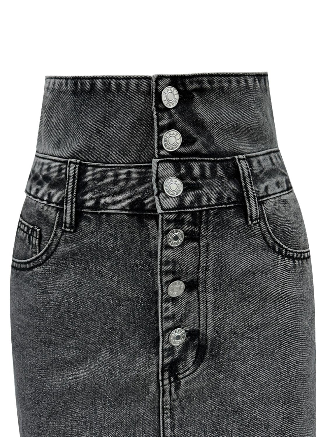Denim - Raw Hem High Waist Skirt
